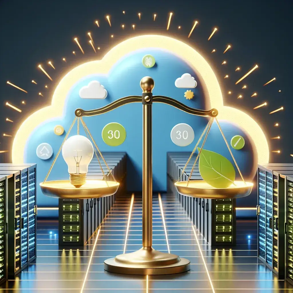 "Illustration of cloud data centers showcasing energy consumption metrics, highlighting the discrepancies in energy use reporting due to REC offsets in renewable energy initiatives."